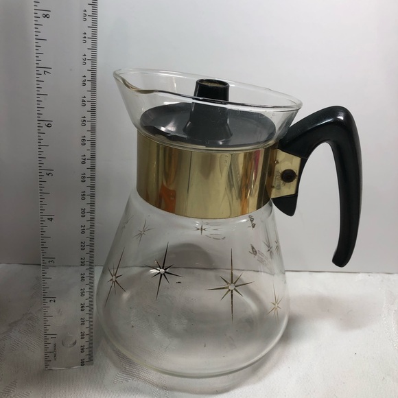 Vintage MCM Pyrex Corning 1960s Atomic Star Burst 4 Cup Coffee Pot Carafe - Picture 12 of 14